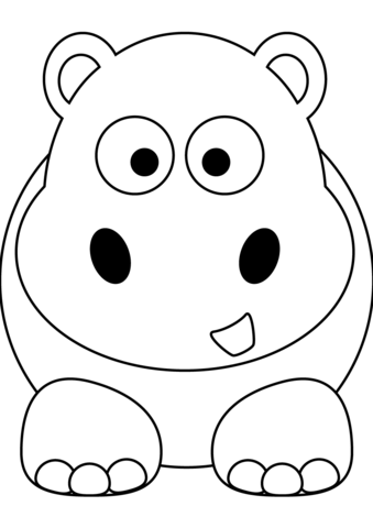 Cartoon Hippo Coloring Page